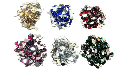 

GOELX Stones/Kundans drop shape for jewellery making/decorating. 6 different colours- each 10 gms
