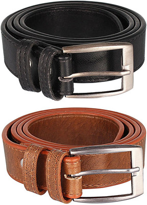 

london fashion Men Brown Artificial Leather Belt, Black;tan