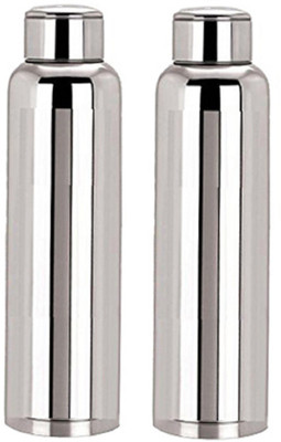 KUBER INDUSTRIES 1000 ml Steel Bottle(Pack of 2, Silver)