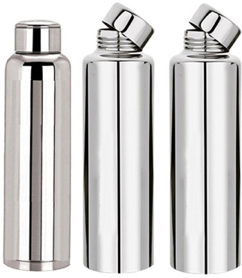 KUBER INDUSTRIES 1000 ml Steel Bottle(Pack of 3, Silver)