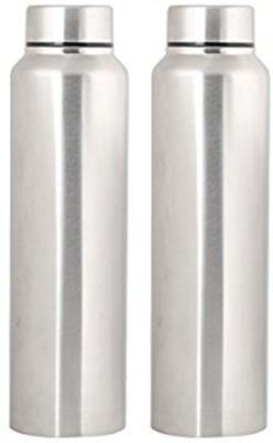KUBER INDUSTRIES Stainless Steel Fridge Water Bottle/Refrigerator Bottle/Thunder (1000 ML)-Kitchenware Set of 2 Pcs (Code-BT013) 1000 ml Bottle(Pack of 2, Silver, Steel)