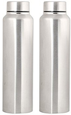 KUBER INDUSTRIES 1000 ml Steel Bottle(Pack of 2, Silver)