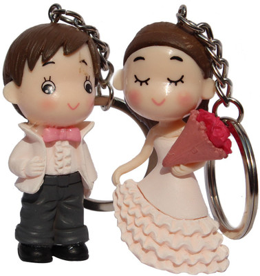 

CTW Cute Wedding Love Birds Couple Valentine Special Gift pack oof 2 Locking Key Chain(Multicolor)
