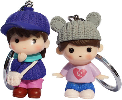 

CTW Cute Romantc College Couple Valentine Pack Of 2 Locking Key Chain(Multicolor)