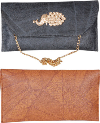 

AFFASHION Party Blue, Brown Clutch