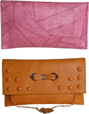 

AFFASHION Party Pink, Brown Clutch, Brown;pink