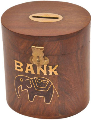 

india wooden handi craft coin bank Coin Bank(Brown)
