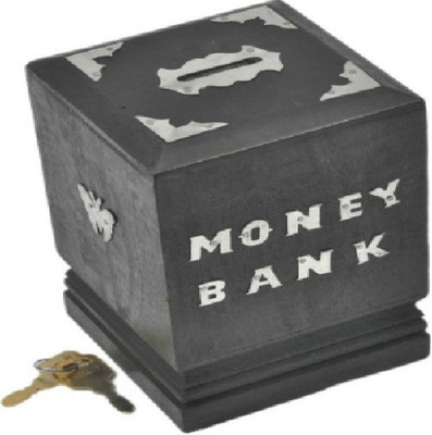 

CraftOnline square black wooden bank Coin Bank(Black)