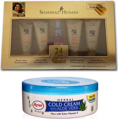 

Shahnaz Husain 24 Carat Gold Facial Kit 40 g and Herbal Cold Crme Combo (Set of 2)(Set of 2)