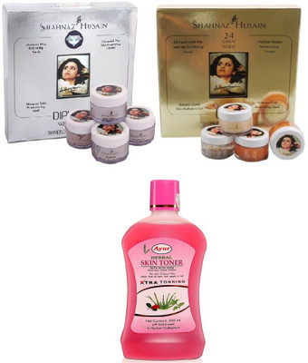 

Shahnaz Husain Gold & Diamond Facial Kit 80 g and Ayur Skin Toner (Set of 3)(Set of 3)