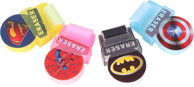 

SN toy zone Super Hero Eraser Set Roller (Pack of 4) Non-Toxic Eraser(Set of 4, Multicolor)