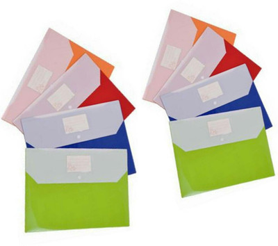 

ART ME Polypropylene Double Pocket Button Folder(Set Of 8, Orange, Green, Pink, Blue, Multicolor)