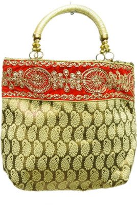 

Kalakriti Handicrafts Hand-held Bag(Red, Gold), Gold;red