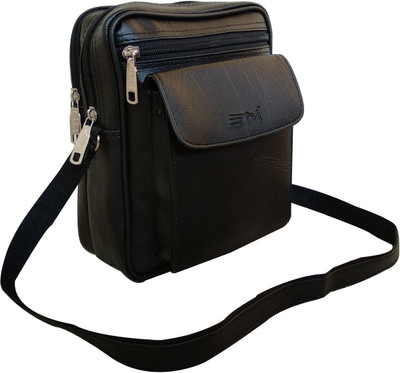 

SM Men & Women Casual Black PU Sling Bag