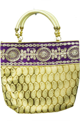

Kalakriti Handicrafts Hand-held Bag(Purple, Gold), Gold;purple