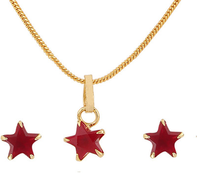 Archi Collection Alloy Copper Pink Jewellery Set(Pack of 1)