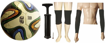 

Facto Power Football Tricolor with Air Pump, Pair of Knee Cap and Elbow Support Football Kit