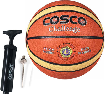 

Cosco Challenge ( Made with Top Korean PU Material Size- 6 ) With Basketball Pump Basketball Kit