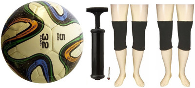 

HEALTH FIT INDIA Football Tricolor with Air Pump and 2 Pair of Knee Cap Football Kit