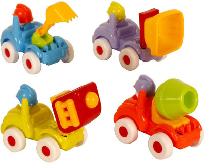 

SS Traders 4 PIECES UNBREAKABLE Little Engineering JCB, Cement Mixer, Dumper Tractor(Multicolor)