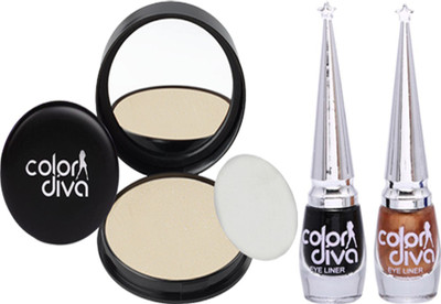 

Color Diva Triple Action 1 Natural Compact Powder & 2 Eyeliner (Black & Copper)(Pack of 3)