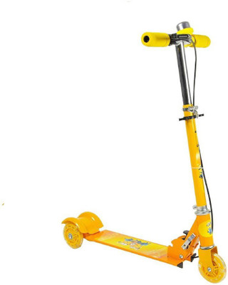 

KT BROTHERS 3 WHEEL SCOOTER WITH LED LIGHTS, HAND BRAKE AND BELL(Yellow)