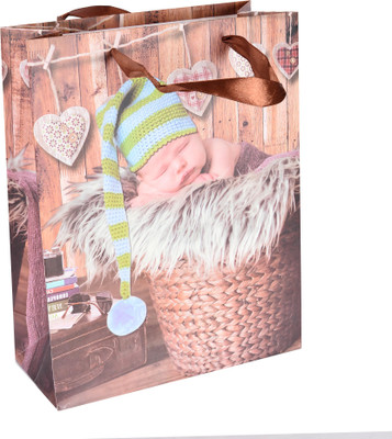 Enwraps Printed Party Bag(Green, Pack of 12)