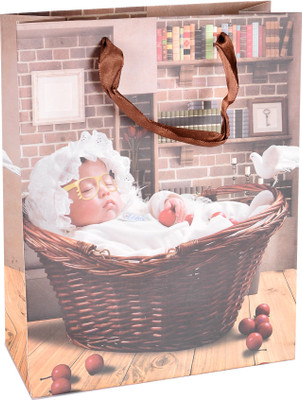 

Enwraps Printed Party Bag(Brown, Pack of 12)