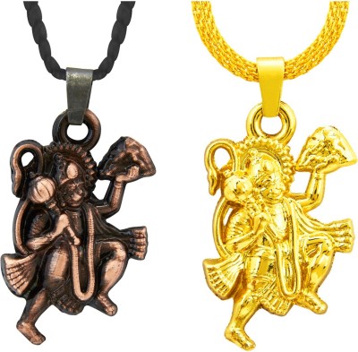 Shining Jewel Lord Hanuman Combo Gold-plated, Copper Brass Pendant