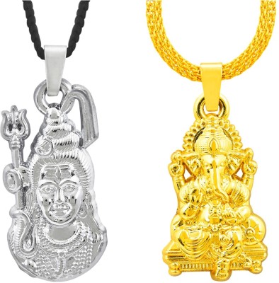 Shining Jewel Lord Shiva & Lord Ganesha Combo Gold-plated, Rhodium Brass Pendant