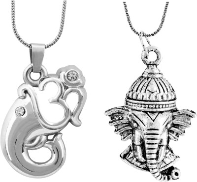 Shining Jewel Lord Ganesha Combo Rhodium Crystal Brass Pendant