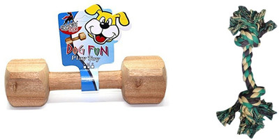

Foodie Puppies Dog Chew Toy Training Combo (Wooden Dumbbell + Rope Chew Toy) - Color May Vary Wooden Training Aid, Tug Toy For Dog