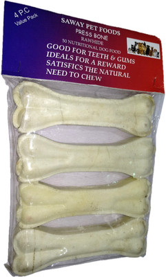 

SAWAY Raw Hide Press Bone healthy Calcium Treat (5" 4 Piece) Beef, Chicken Dog Treat(300 g)