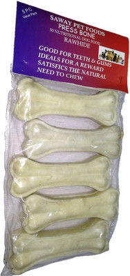 

SAWAY Raw Hide Press Bone Healthy Calcium Treat (4" 5 Piece) Chicken, Beef Dog Treat(200 g)