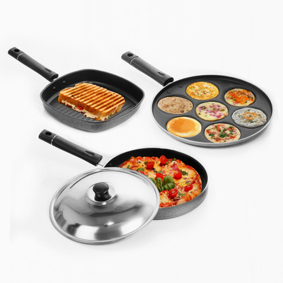 

Sumeet NA Pan 23 cm diameter with Lid(Aluminium, Non-stick), Silver