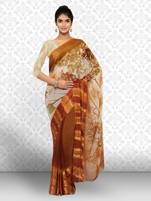 Divastri Printed Bollywood Art Silk Saree(Beige)