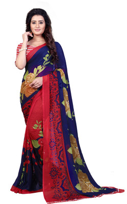 Anand SAREES Paisley, Floral Print Daily Wear Georgette Saree(Blue) Anand SAREES Paisley, Floral Print Daily Wear Georgette Saree(Blue)