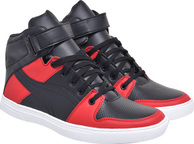 

WalkJump high ankle shoes, high tops, sneakers, Sneakers For Men(Black, Red