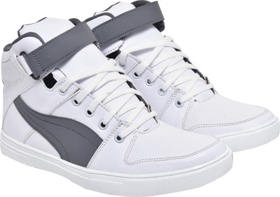 

WalkJump high ankle shoes, high tops casuals, outdoors, Casuals For Men(White, Grey