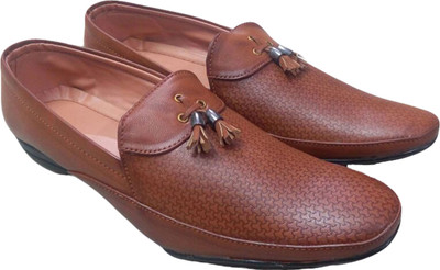 

GB Men's Premium Printed Brown Loafers For Men(Brown