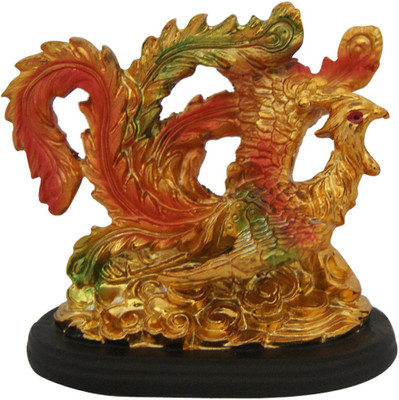 

Divya Mnatra Feng Shui Dragon Phoenix (Peocock) Decorative Showpiece - 8 cm(Polyresin, Gold)