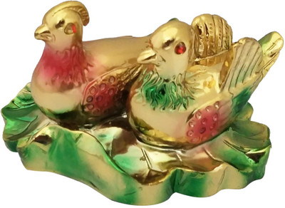 

Divya Mnatra Feng Shui Pair of Mandarin Ducks For Love Luck Bedroom Decor Gift Decorative Showpiece - 6 cm(Polyresin, Gold)