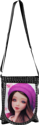 

Upshot Women Casual Black PU Sling Bag
