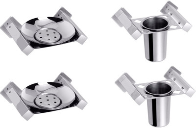 

Aiken Deluxe Soap Dish And Tumbler Holder(Silver)