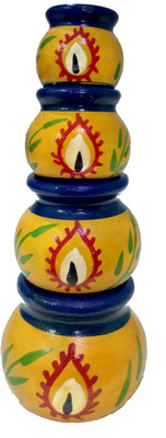 

Crafts India Handcrafted Wooden Attractive Stacking Pots - (Multicolored)(Multicolor)