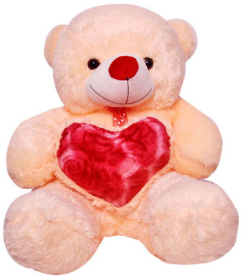 

ATTRACTIVE 1 FEET CREAM SEATING TEDDY BEAR WITH HEART - 34 cm(Cream)