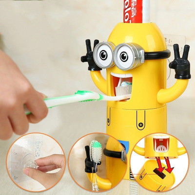 

BANQLYN Minions Toothbrush Holder - Automatic Toothpaste Dispenser Plastic Toothbrush Holder(Multicolor, Wall Mount)
