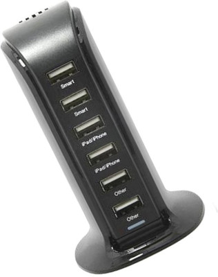 NEXT TECH 6 USB PORT CHARGING DOCK IN-125 MUC USB HUB-XIMV91 USB Hub(Black)