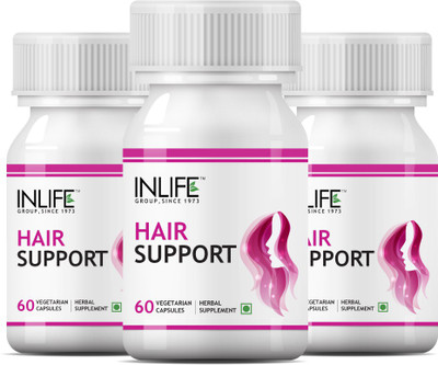

Inlife Hair Support Supplement, Bhringraj, Brahmi, Ashwagandha and other Ayurvedic Herbs 500 mg - 60 Vegetarian Capsules (3-Pack)(60 No)