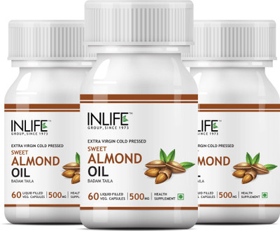 

Inlife Sweet Almond Extra Virgin Cold Pressed Oil, 60 Veg. Caps For Pigmentation (3 pack)(60 No)